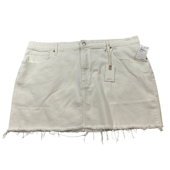 Good American Dresses & Skirts - Good American White Denim Mini Skirt Raw Hem GWMSL92 Womens Size 20 NEW
